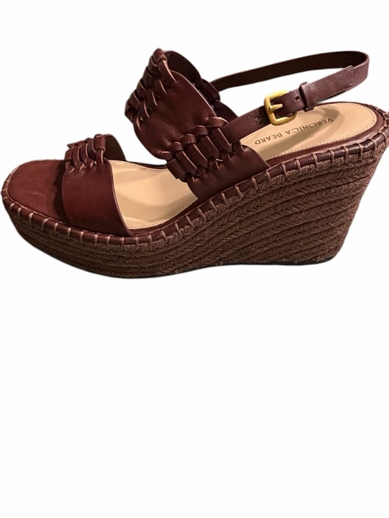 Veronica Beard Chestnut Woven Leather Espadrille Wedges - Picture 7 of 9